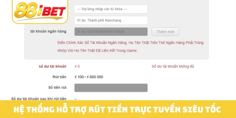 Hệ thống hỗ trợ rút tiền trực tuyến siêu tốc