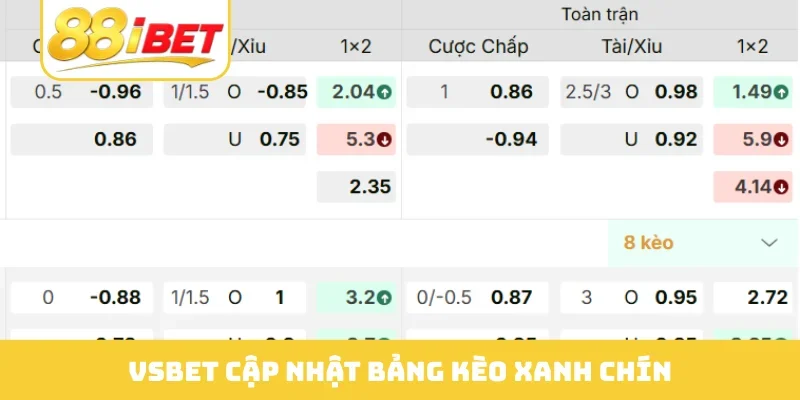 VSBET cập nhật bảng kèo xanh chín